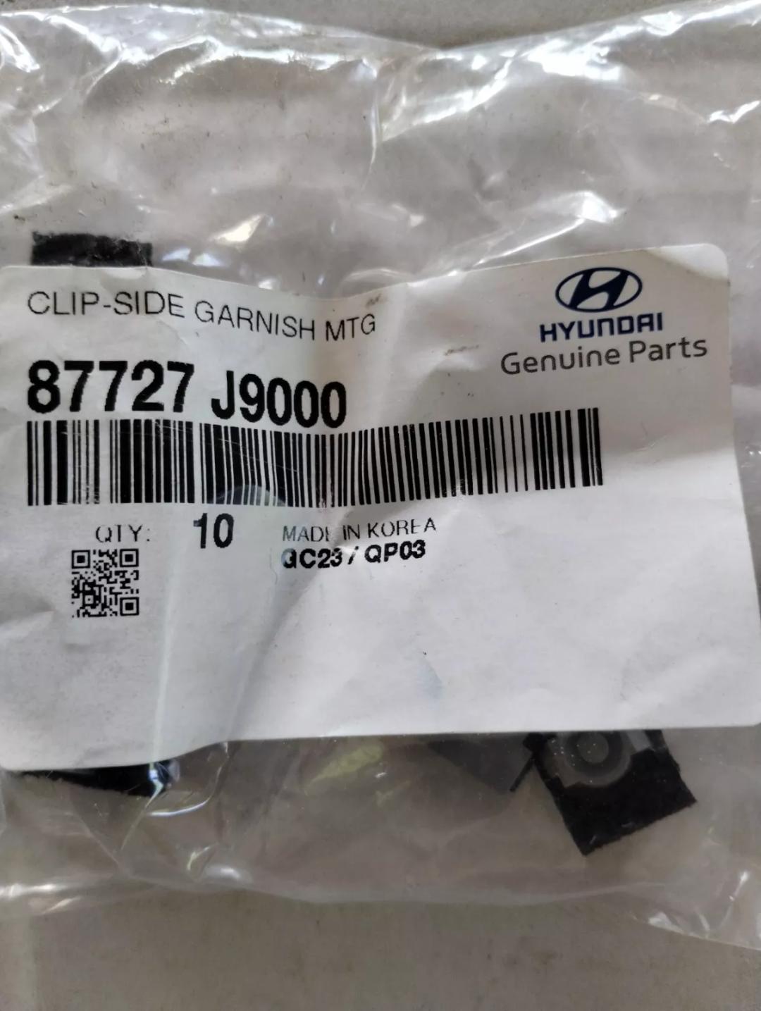 Genuine Hyundai, CLIP-SIDE GARNISH MTG. 10 pcs.Nr: 87727J9000