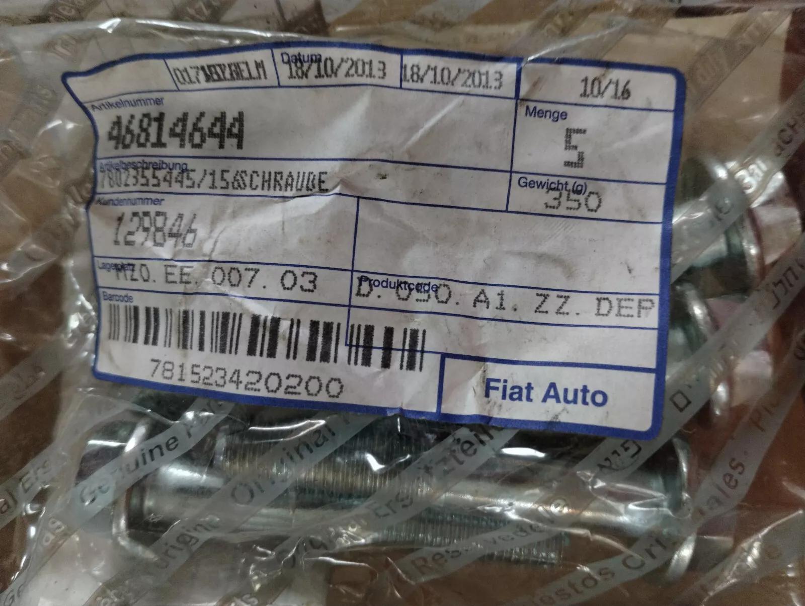 Genuine Fiat, Alfa Romeo, Lancia flanged head bolt 5 Pcs. Nr: 46814644