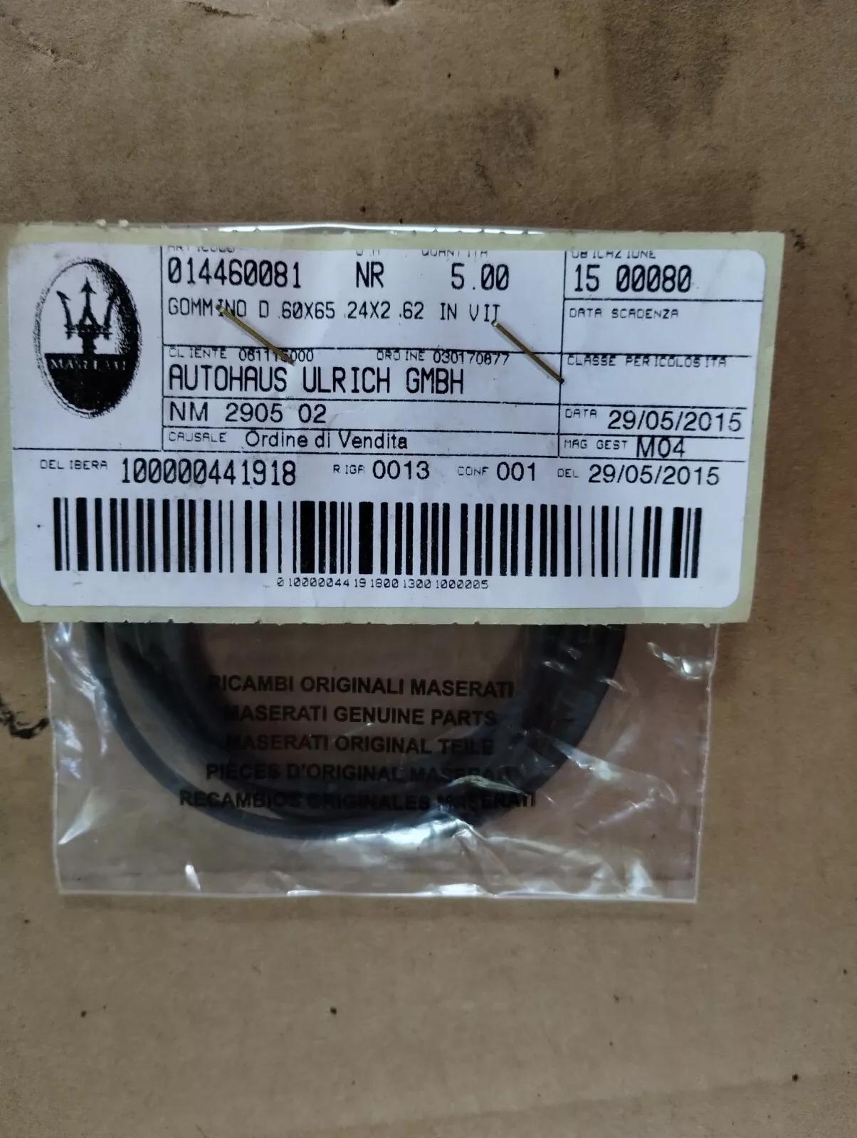 Genuine Maserati Rubber Washer. Nr: 14460081